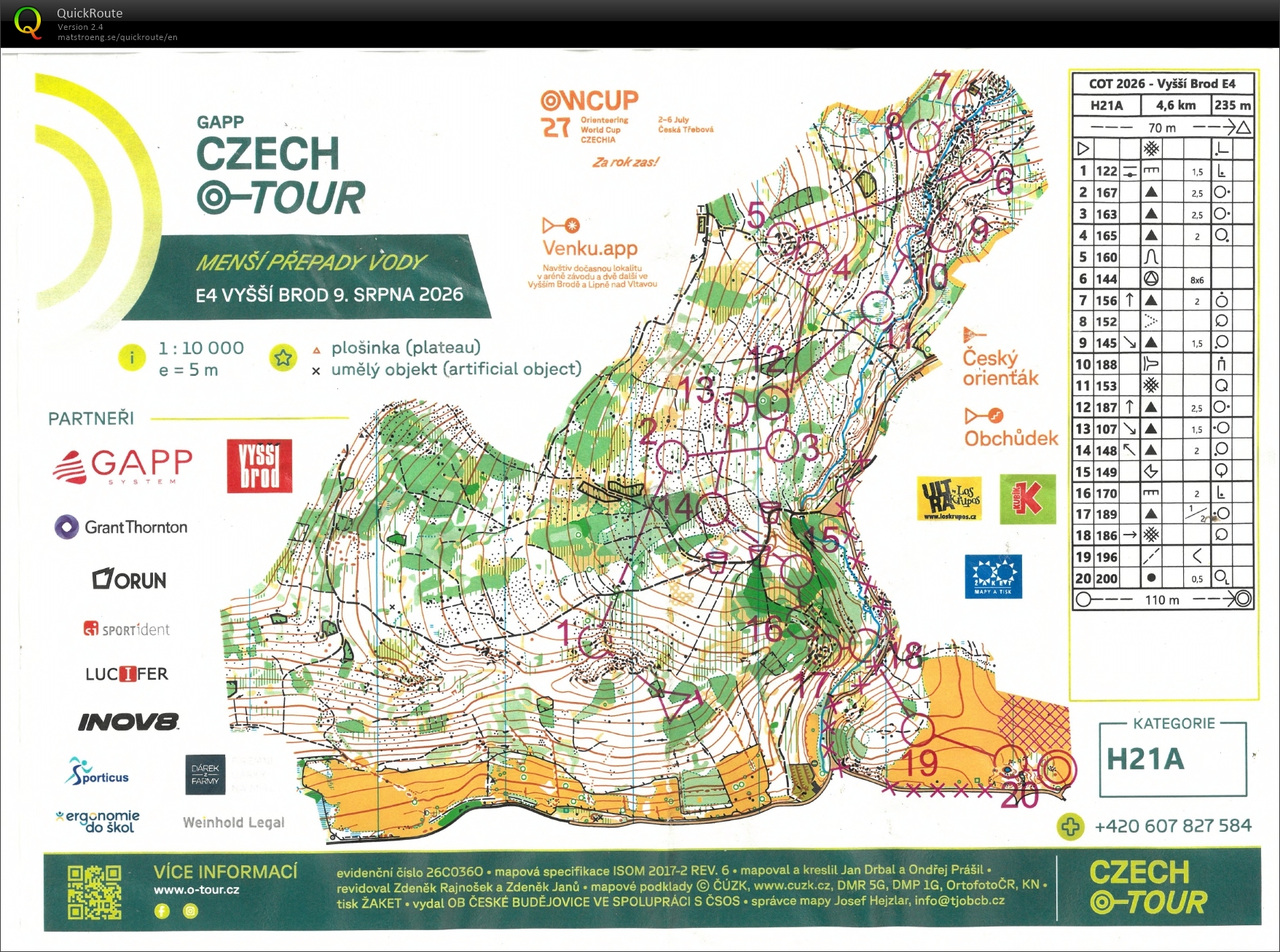 Czech O-Tour Vyšší Brod - E4 middle (H21A) (2026-08-09)