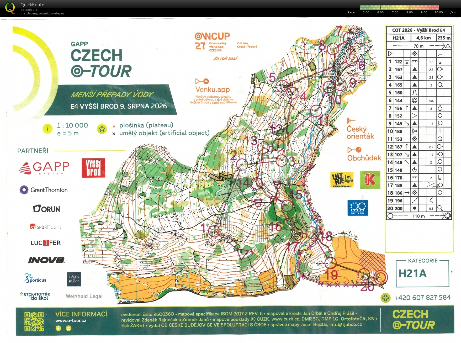 Czech O-Tour Vyšší Brod - E4 middle (H21A) (2026-08-09)